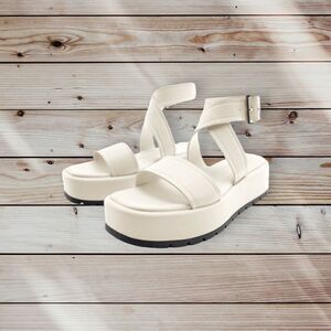Zara Off White Platform Sandals